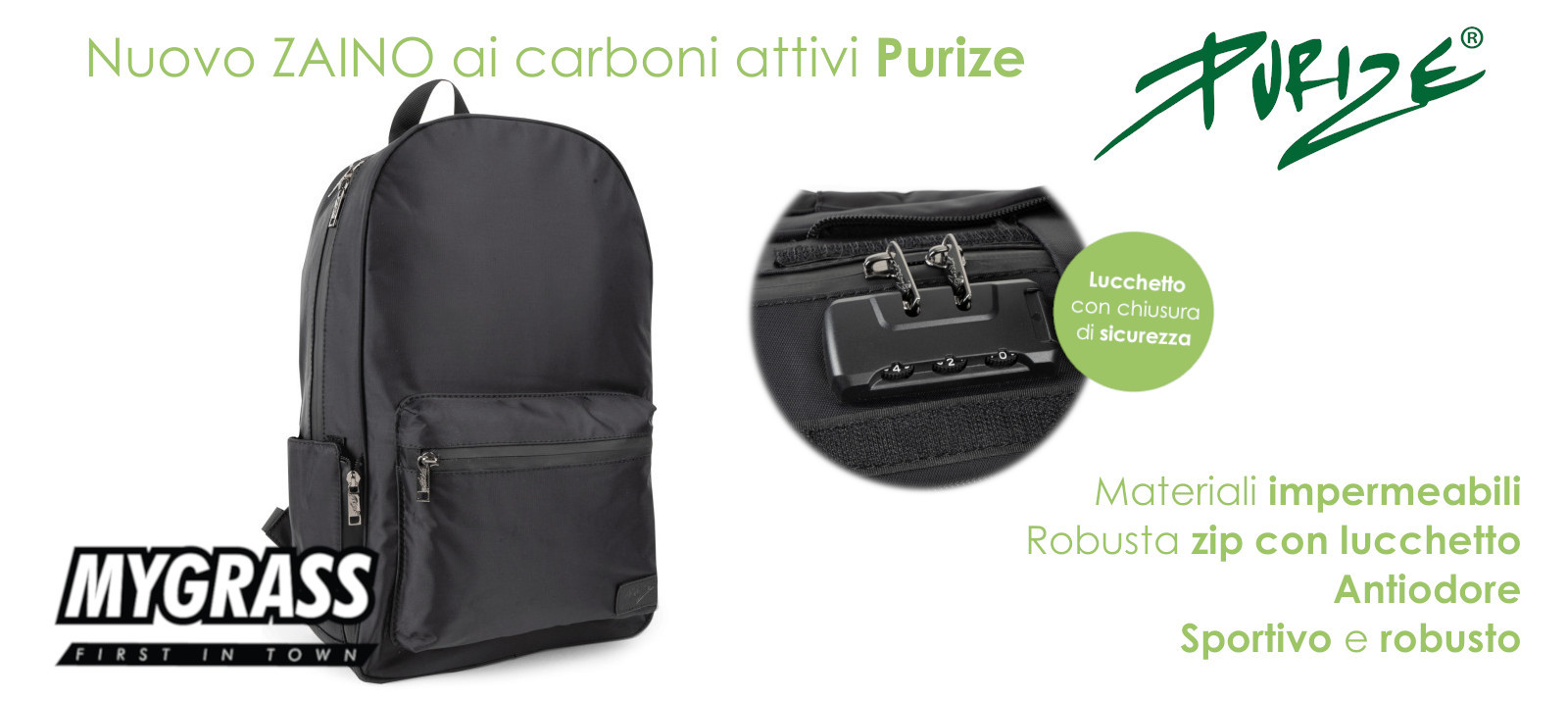 Purize Zaino ai carboni attivi a prova di odori